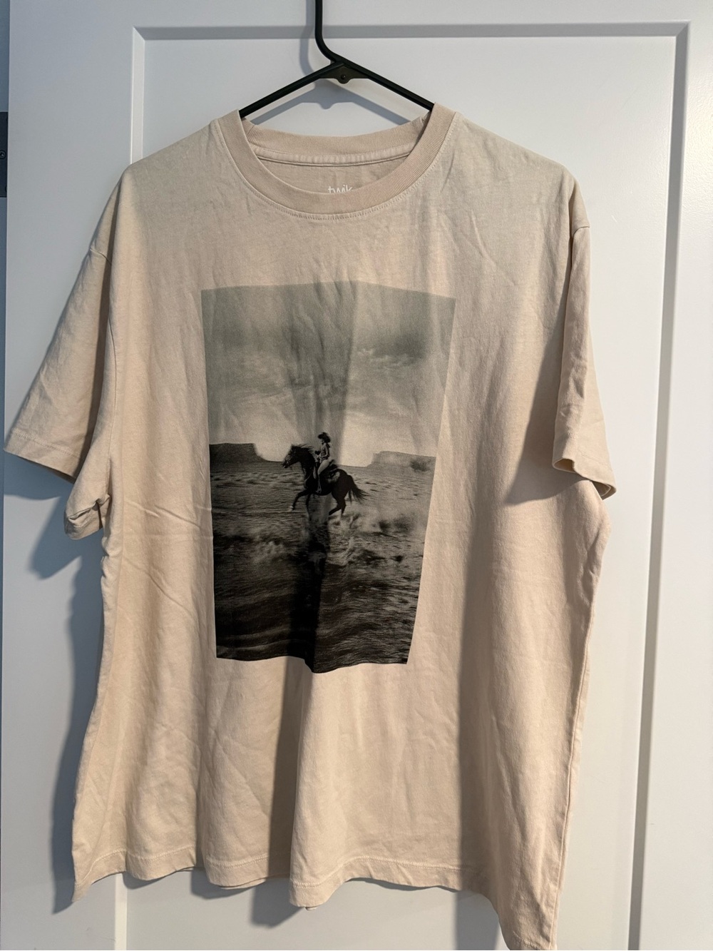 Women’s Beige Graphic T-Shirt with Western Print